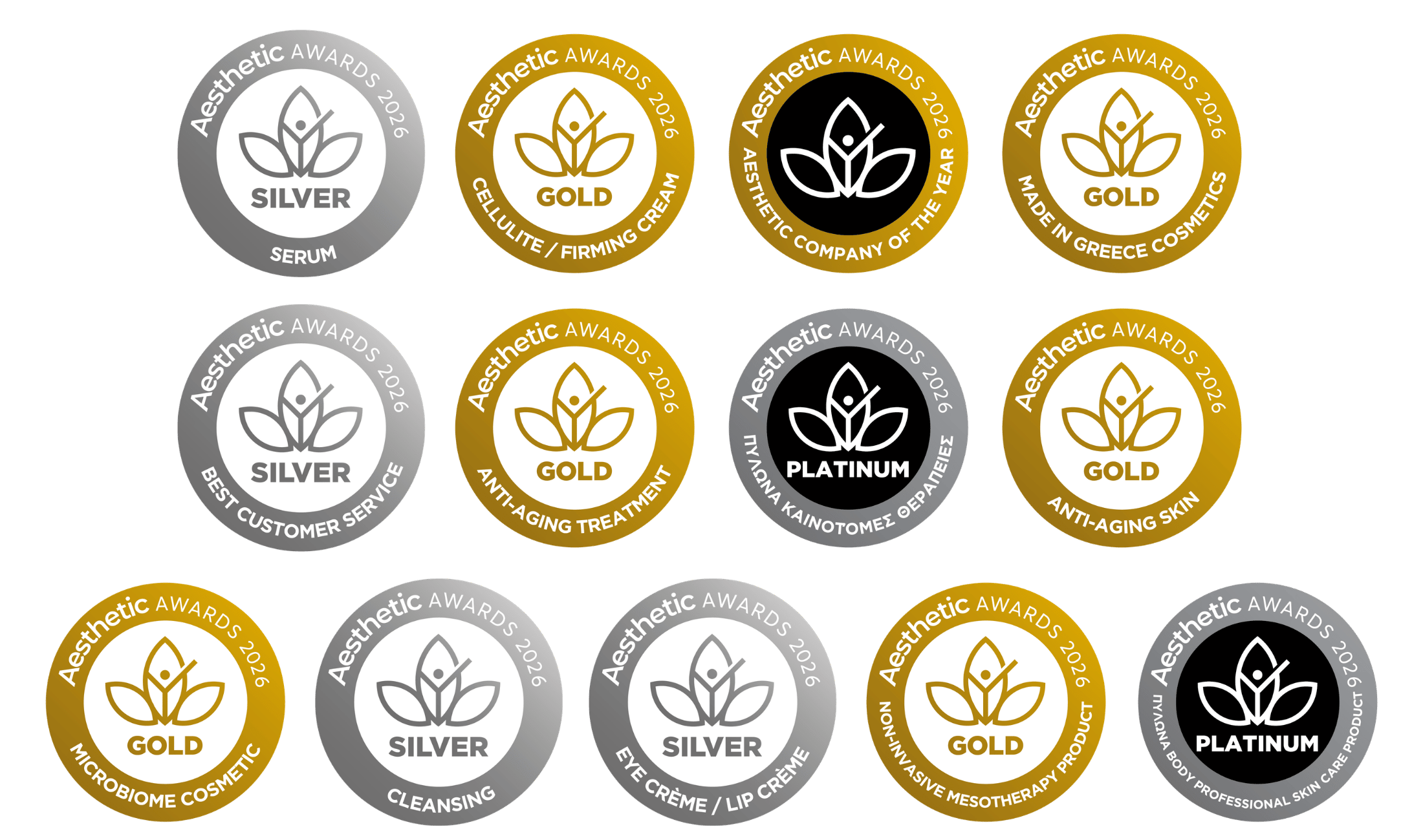 Μετάλλια Gold, Silver και Platinum από τα Aesthetic Awards 2026